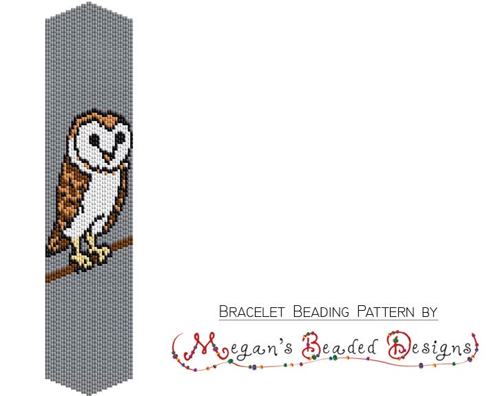 Barn Owl Beading Peyote Bracelet Pattern 2 Drop PDF - Commercial Selling OK