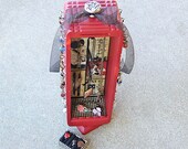 Red Jewelry Holder, Swivel Jewelry Stand, Jewelry Organizer, Jewelry Display, Upcycled Drawer  Jewelry Storage, Upcycled Decor