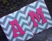 Gray Chevron Letters, 8x10 , hot pink Letters, Wood Letters, Personalized, Monogram