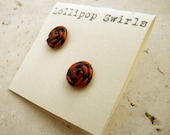 Miniature HALLOWEEN LOLLIPOP SWIRL post/stud earrings