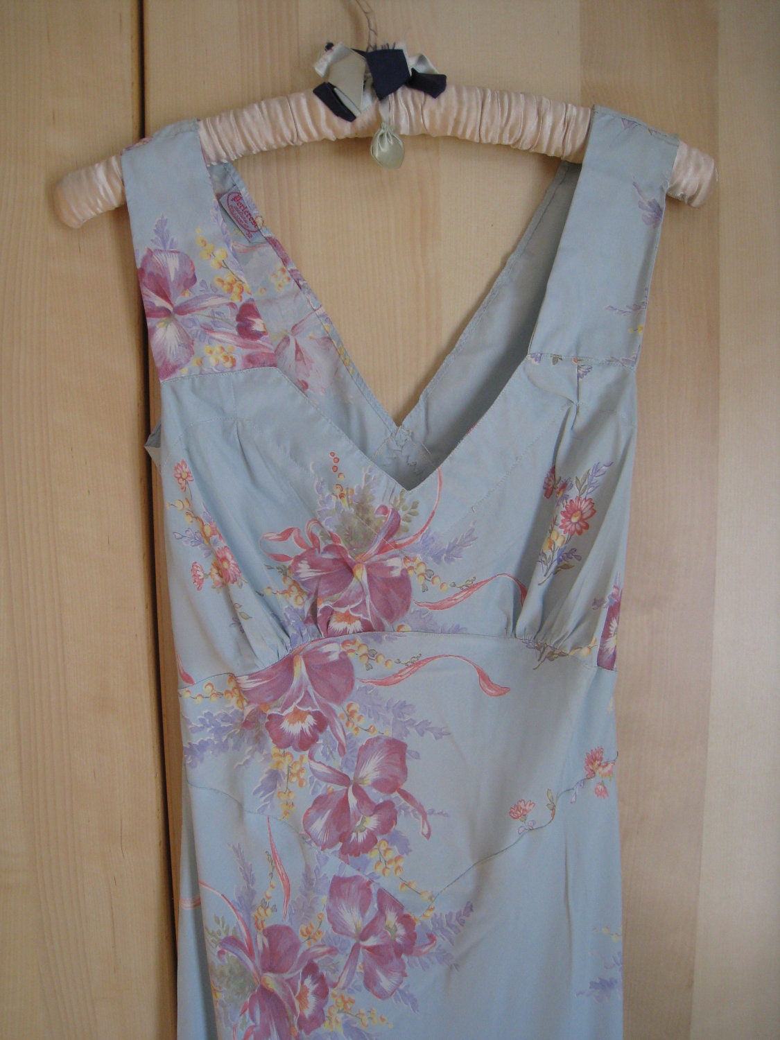 Perlcrest deluxe Vintage 1940s rayon bias cut floral nightgown slip stunning XS/S