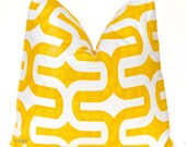 MEMORIAL DAY SALE Decorative Throw Pillows  Accent Pillows Throw Pillow Cushion Covers 20 x 20 Inches - Yellow and White Geometric Design