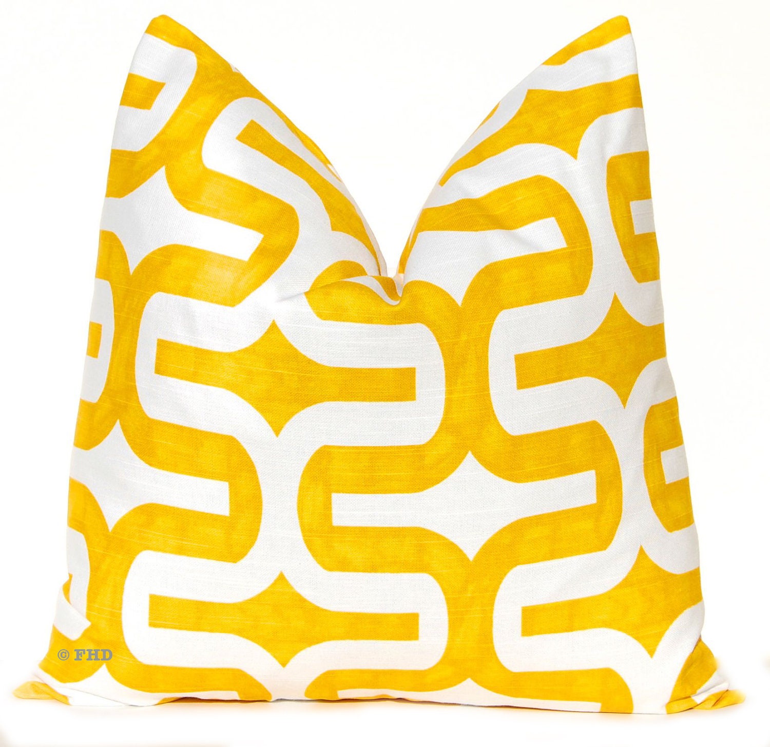 Decorative Throw Pillow Cover One 18 x 18 Inches - Yellow and White Geometric Design Embrace by Premier Prints