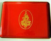 Vintage Red Gold Christmas Tree Tray Home Decor Otagigi Japan Design Gibson Greeting Cards Inc