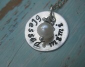Blessed Mimi or Nana  - Mother's Day Gift - Sterling Silver Disc  - Hand Stamped Sterling Silver Disc - TakeFlightBoutique
