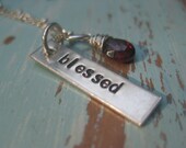 Blessed Necklace - READY TO SHIP - Mother's Day Gift - Sterling Silver - Garnet  - Love - TakeFlightBoutique on Etsy
