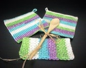 Crochet Potholders Double Thick and Dishcloth