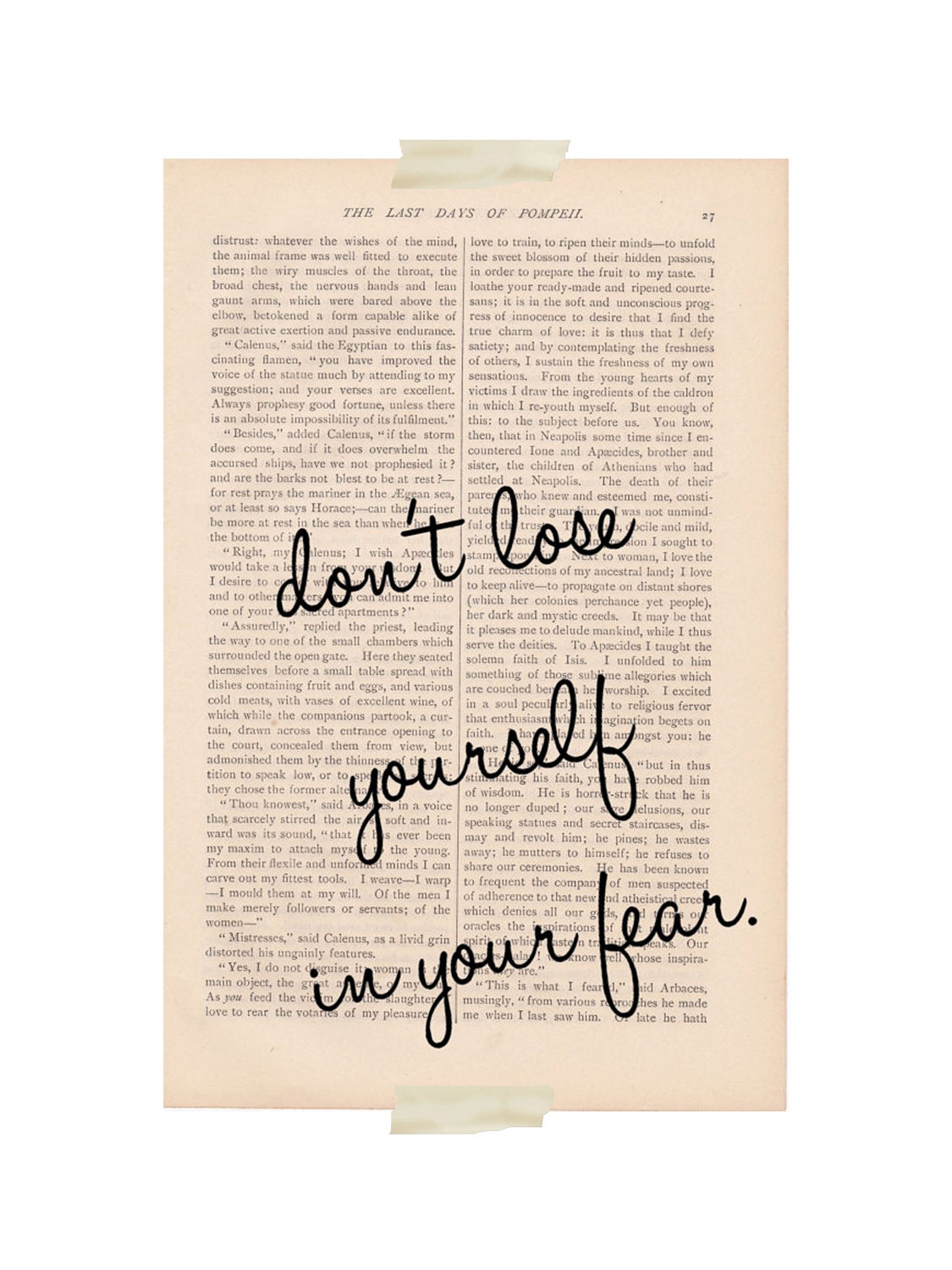 dictionary art print inspirational quote - Don't Lose YOURSELF in Your FEAR - book print art motivational print