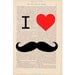 cyber monday etsy dictionary page print - I HEART MOUSTACHES - mustache decor