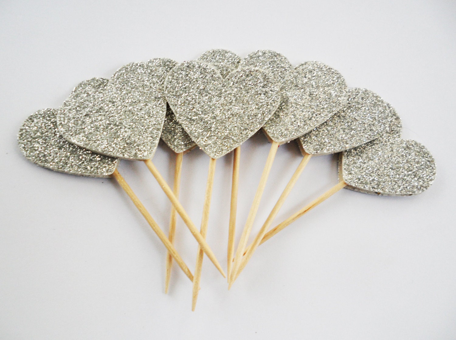 silver glitter cupcake toppers set bridal shower wedding decor