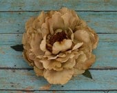 Silk Flowers - One Fabulous Jumbo Peony in Taupe with Brown Accents - Artificial Flower