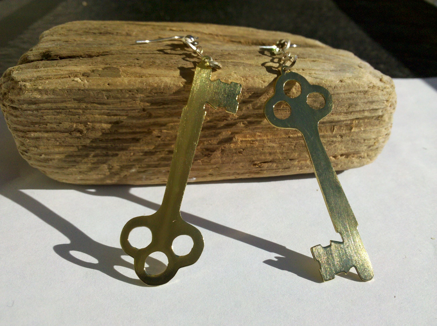 Brass Key Earrings