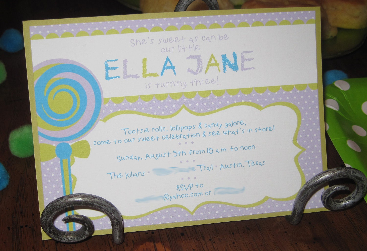 Lollipop Girl's Birthday Invitation-PRINTABLE Il_570xn