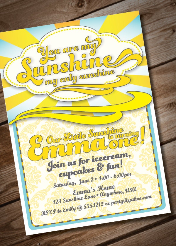 DIY Printable You Are My Sunshine Birthday Invitation Or Baby Shower Invitation Il_170x135