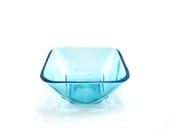 Aqua glass bowl - vintage Hazel Atlas square teal dish