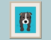 Pitbull print dog art. Dog nursery decor. Children wall artwork, wall art for kids room. Custom dog art for kids. 11x14 print by WallFry