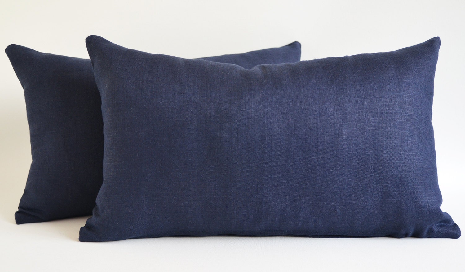 Sukan / 2 Piece Navy Blue Linen Pillow Cover - Cushion Cover - 16x24 Pillows