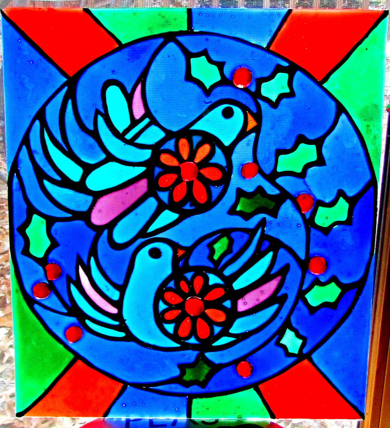 Two Turtle Doves Faux Stained Glass Kit