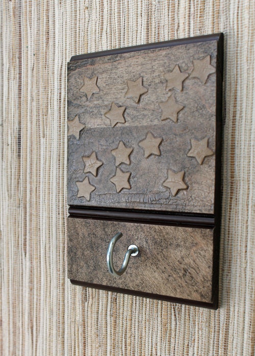 Reclaimed Wood - Star Wall Hook - Rustic Brown Wall Hanger - wood hook holder - ecofriendly home decor - upcycled wall hook