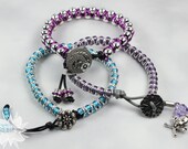Beaded Cord Jumpring Bracelet with Button Clasp Color Choice - You Pick The Color