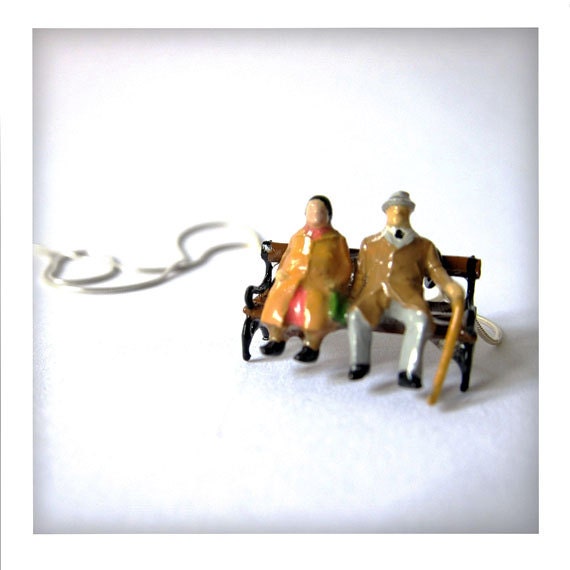The Park Bench - Miniature Necklace - Sterling Silver Chain - Estelle & Fred