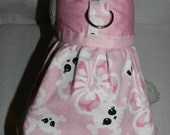 Pink HAWAIIAN Hibiscus Girlie Goth SKULL Harness Dress. Perfect Item for your Cat, Dog or Ferret. All Items Are Custom Made For Your Pet.