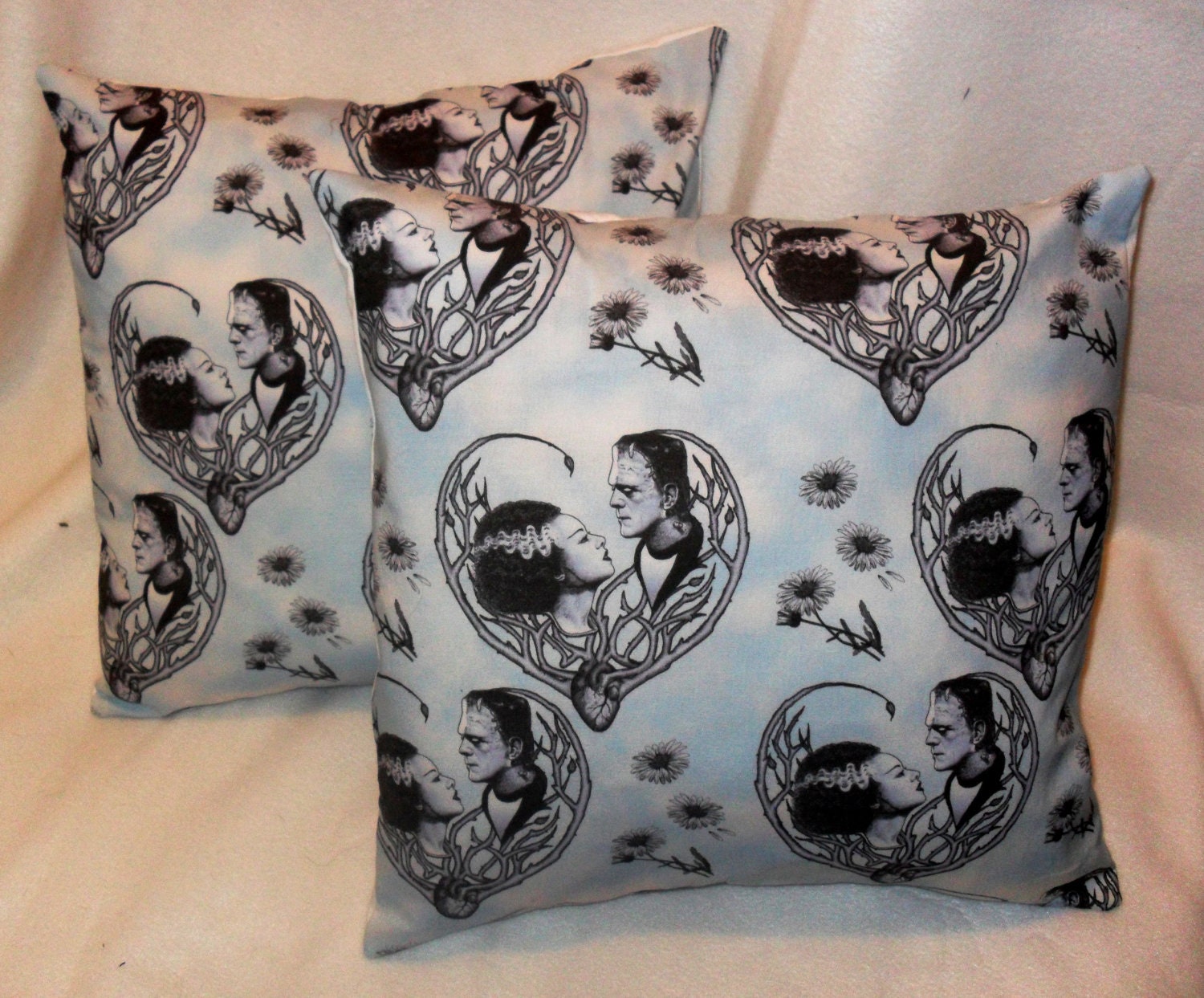 Frankenstein and Bride pillow covers