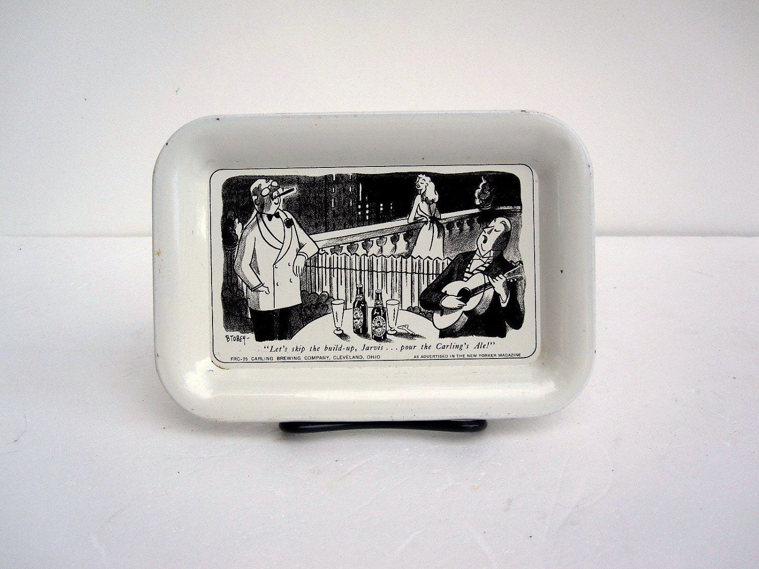 Mad Men Cocktail Party Trays - Black and White Appetizer Trays - New Yorker Magazine Metal Trinket Tray