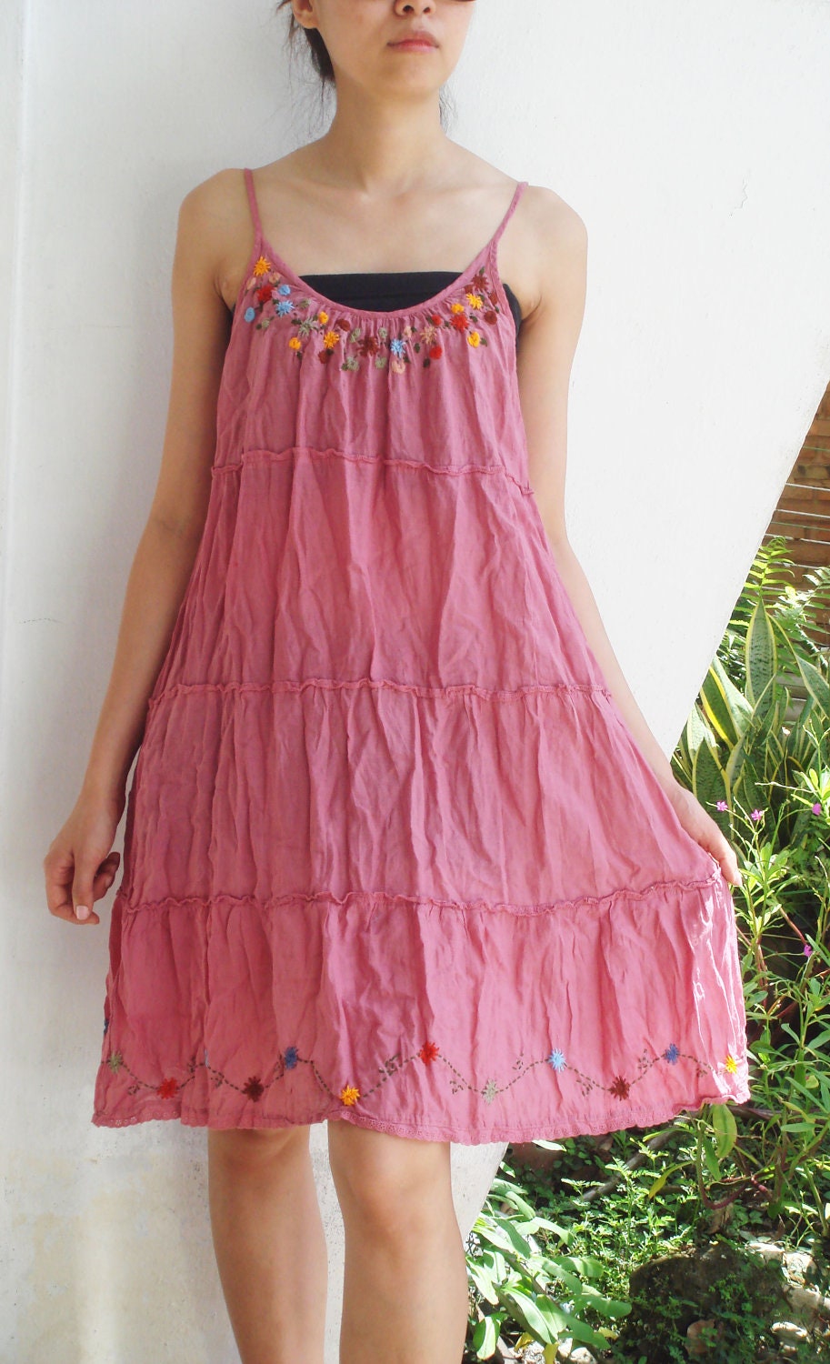 Little Cute Flower Garden Pink Cotton Dress