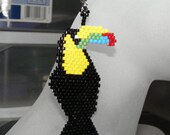 Toucan Bird Seed Bead Woven Earrings