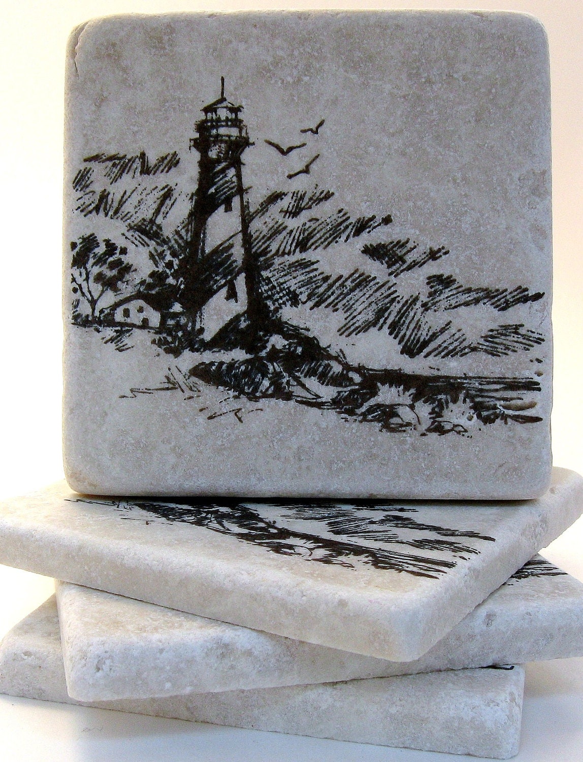 Lighthouse Tile Coasters