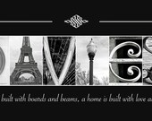 Personalized Family Name Signs - Black and White Print- 10x20 Unframed