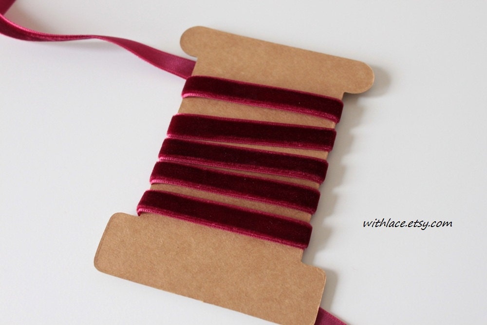 3 yds wine velvet ribbon---3/8''