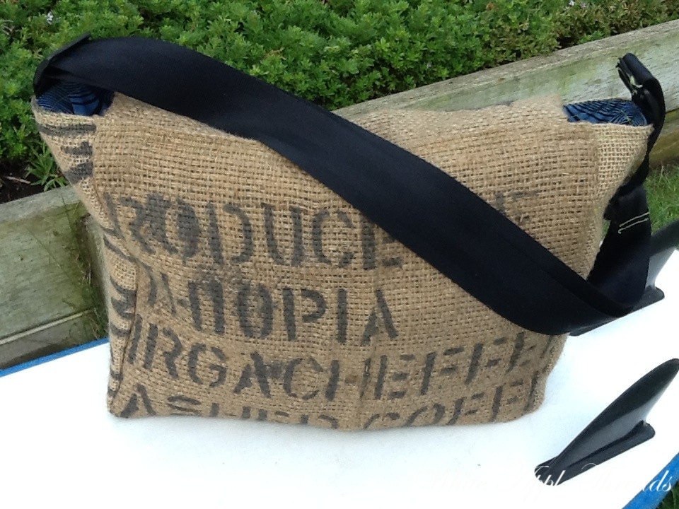 3 Semi-Custom Groomsmen Gifts - Eco-Friendly and Handmade Messenger Bags from a Recycled Coffee Sack