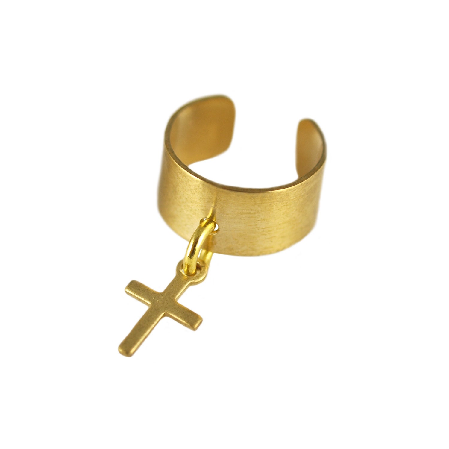 Cross Ear Cuff . Cartilage Cuff . Raw Gold Brass