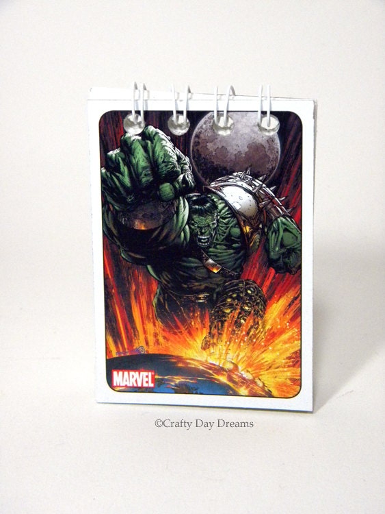 The Hulk Trading Card Sketch Book - Upcycled Marvel 70th Trading Cards