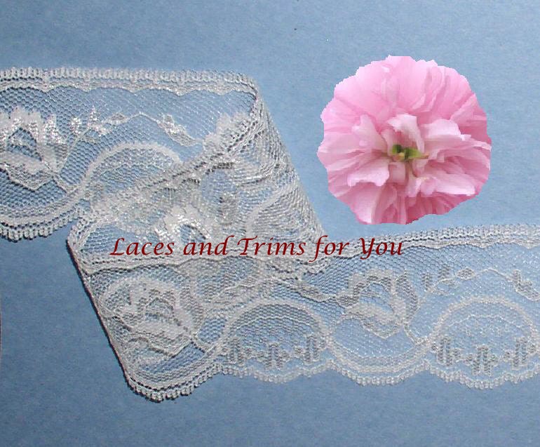 7 Yards Ivory Vintage Floral Lace Trim 2-1/8 inch wide Fabric Trim O76A