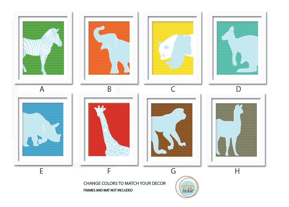 Zoo Theme Nursery. Zoo Animals. Set of 6, 5X7, YOU CHOOSE, Boy or Girl room decor, Birthday Gift, Baby Decor