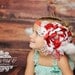 Candy Cane supreme couture vintage inspired rosette headband over the top M2M matilda jane and persnickety flower headband