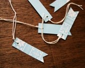 Mini Gift Tags blue  Fairisle, handmade, screen printed, pack of 10 tags