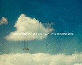 Cloud Swing Stars Sky - Dreamy Photograph - Digital - Starry Sky - Home Decor - Children Kid Decor  - Fine Art Photography - "Silver Lining"