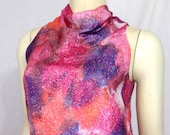 Vintage 1960s Rappi Mad Men lurex column cowl sleeveless dress pink purple
