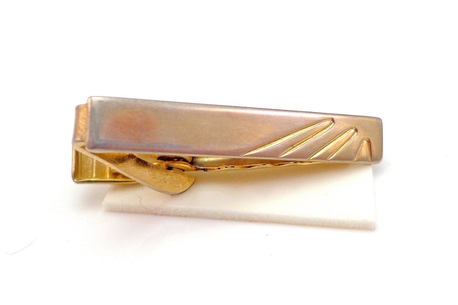 Vintage Gold Tone Tie Clip Mad Men 1950s