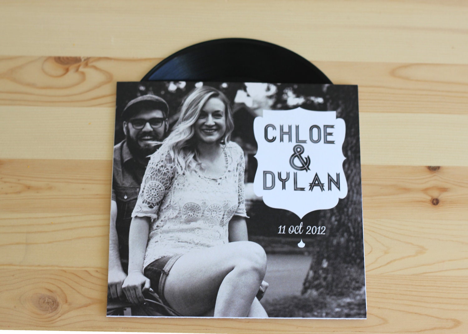 Custom Vinyl Music Record Wedding Invitation (authentic vinyl record)