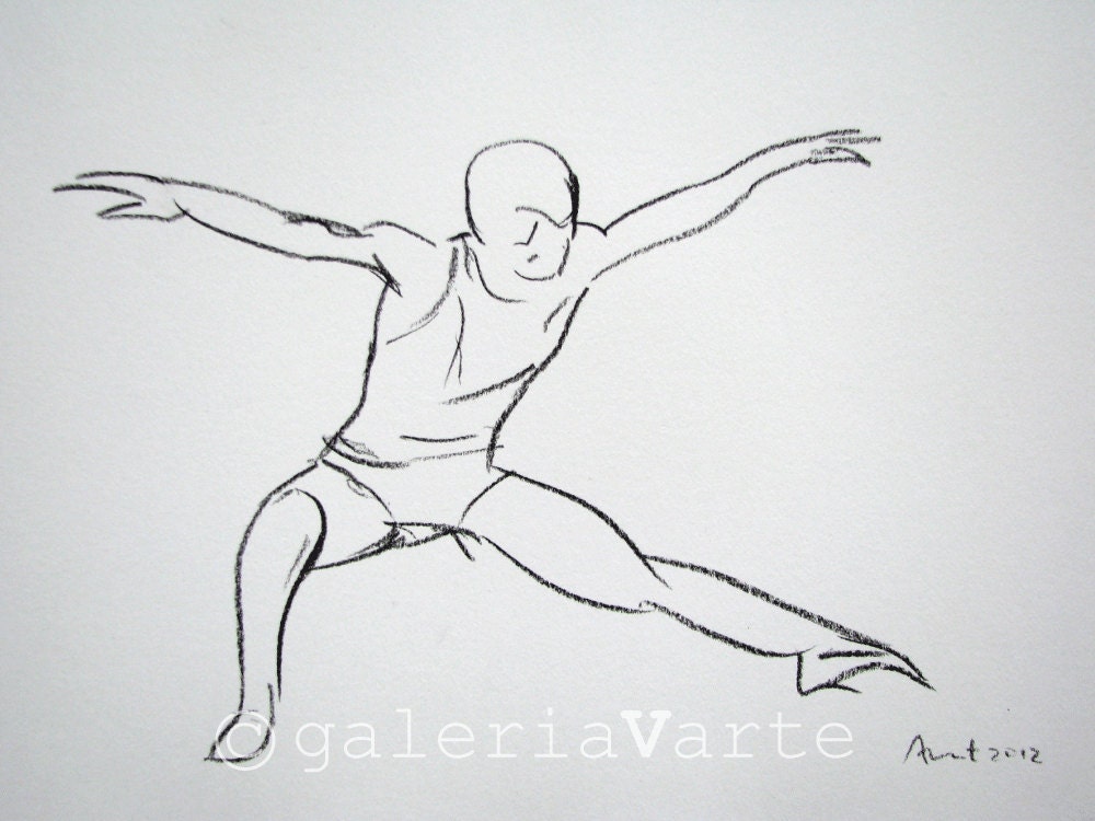 Original charcoal drawing - modern dance - painting - europeanstreetteam