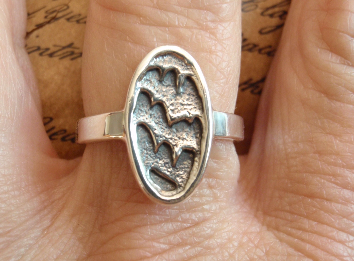 Sterling Silver Ring Cuttlebone Cast Textured