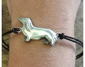 Large Dachshund Frienship Bracelet with textile cord