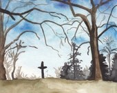 Watercolor Landscape Ready to Hang Trees