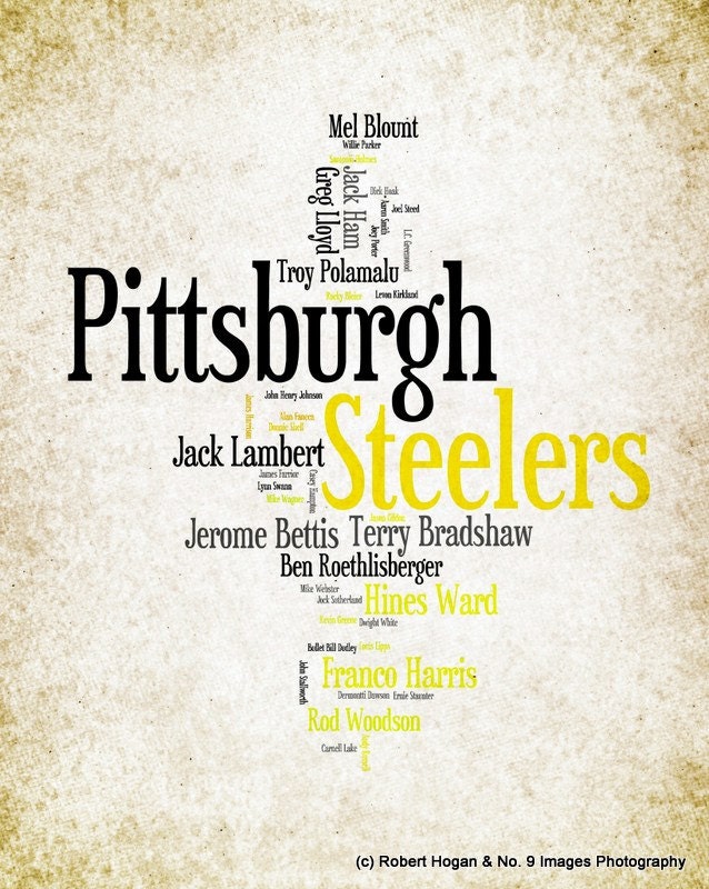 Pittsburgh Steelers - Greatest Football Players - 8x10 Word Cloud Art Print - Gift Idea