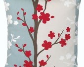 Accent Pillow Cover 18 x 18 Cushion Cover - Nordic Blossom Red